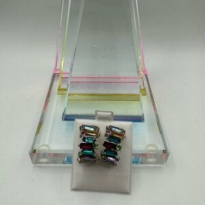 Stainless‎ Steel Multicolored Crystal Hoop Earrings NEW